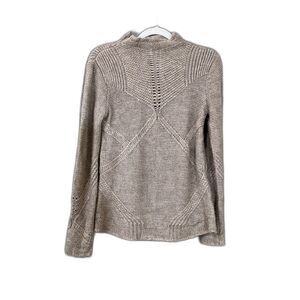Helmut Lang Linear Transfer Mock Neck Alpaca Blend Sweater Small Beige